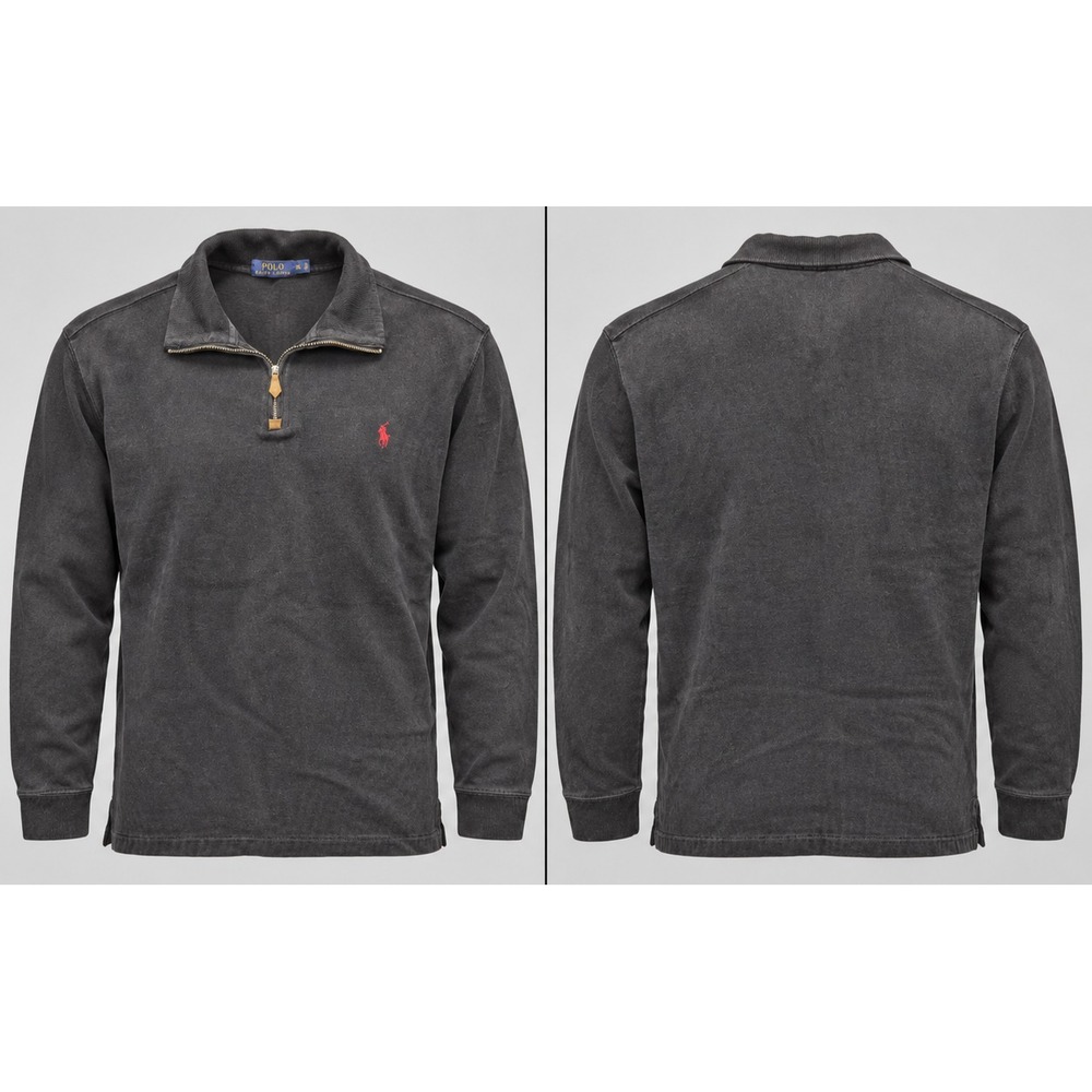Polo Ralph Lauren Sweater Mens M Black Knit Long Sleeve 1/4 Zip Pullover Classic